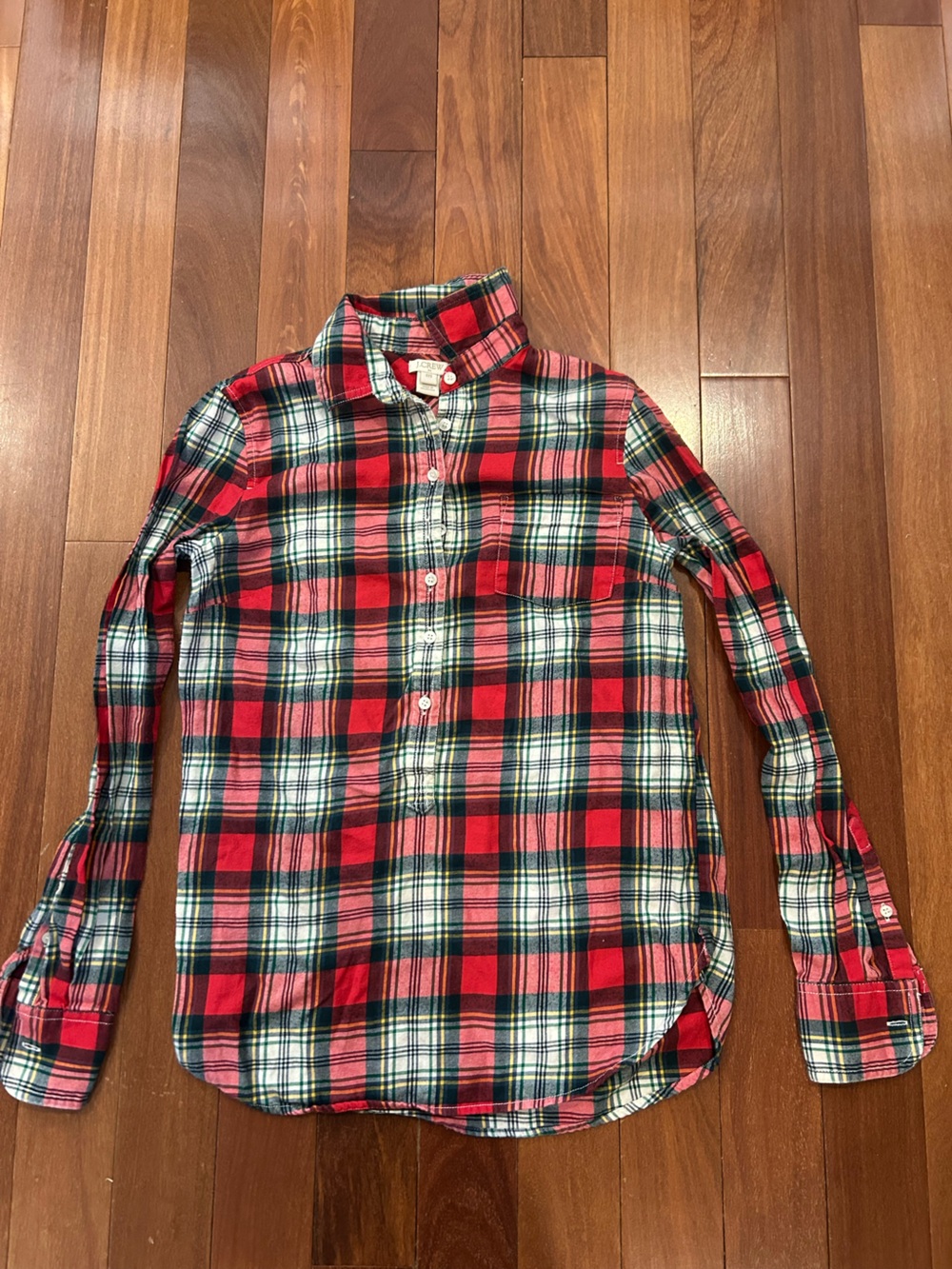 J. Crew Red, Green and White Plaid Button-Down Shirt